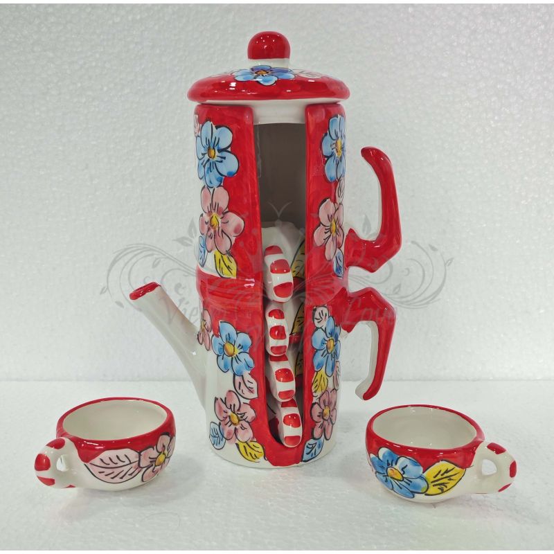Cafetière porte-tasses à café. Ligne citrons et...