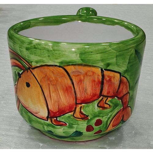 Tablett mit 6 Kaffeetassen. Meeresmotiv-Linie. Vietri-Keramik. Handbemalt.