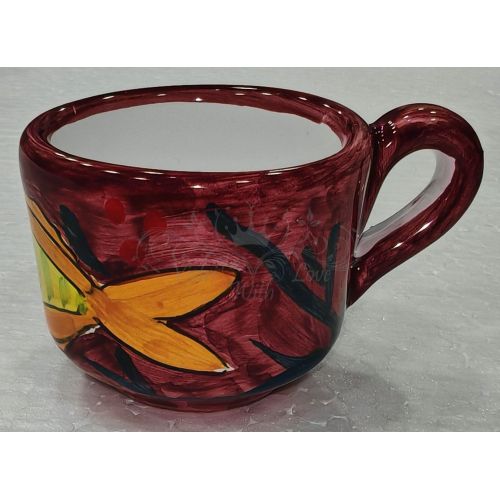 Tray with 6 coffee cups. Marine theme line. Vietri ceramic. Hand painted.