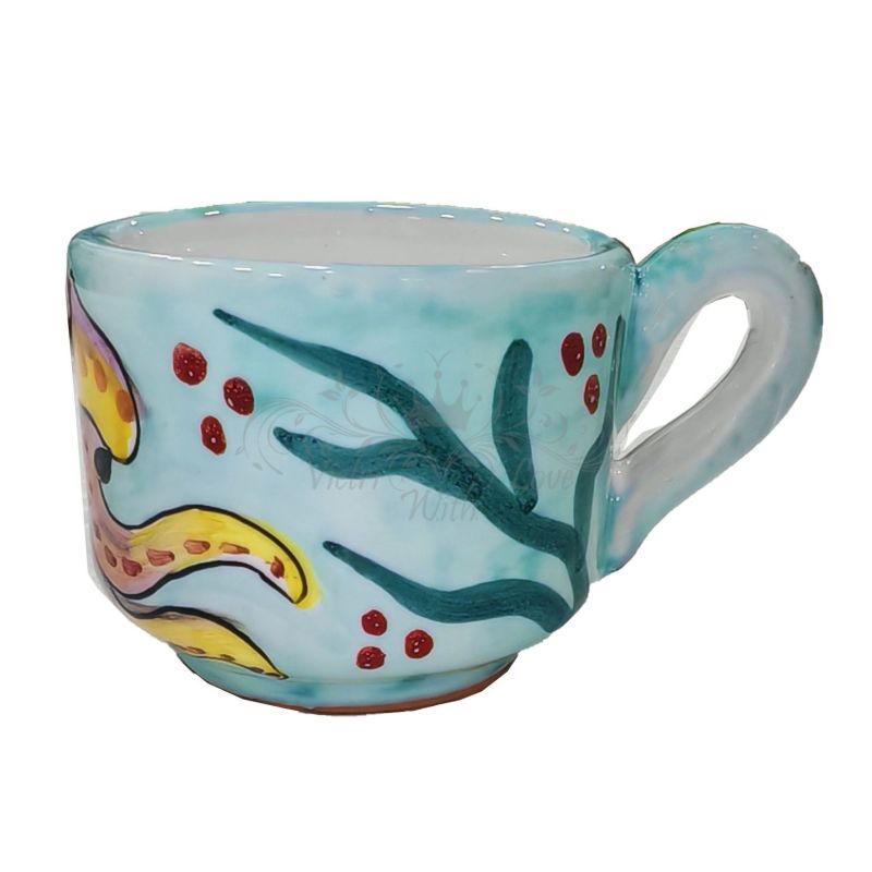 Tray with 6 coffee cups. Marine theme line....
