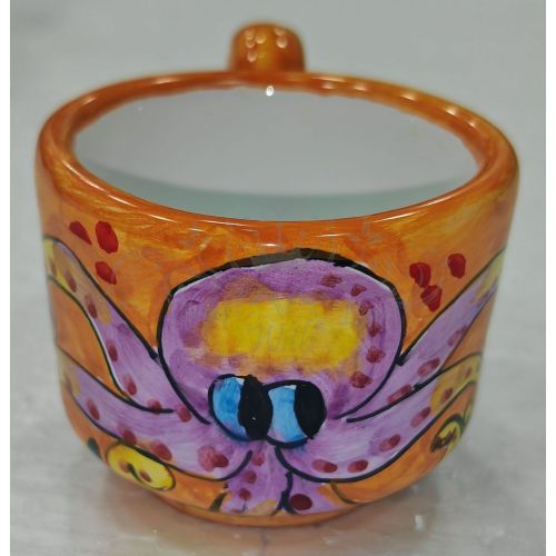Coffee cup with saucer. Marine theme line. Vietri ceramic. Hand painted.