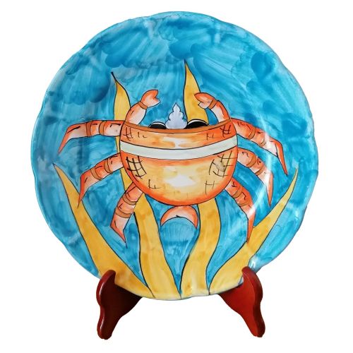 Plate. Sea line. Vietri ceramic, hand-painted – base,...