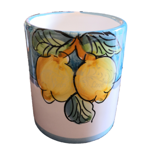 Bicchiere. Linea Frutta. Ceramica vietrese. Dipinta a mano