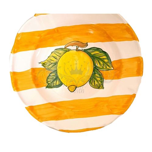 Plate. Stripes Line. Lemon Design. Vietri Ceramics. Hand-painted. Available as soup, dinner, dessert and charger plates.