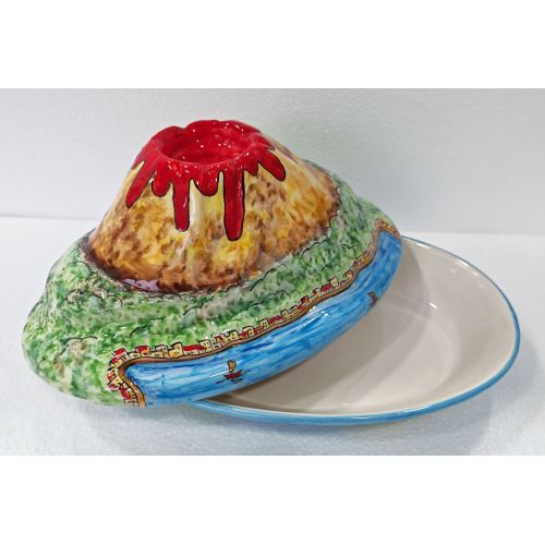 Baking Pan. Vesuvius-shaped. Hand-painted Vietri ceramic.