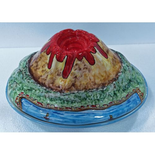 Baking Pan. Vesuvius-shaped. Hand-painted Vietri ceramic.