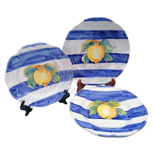 Plate. Stripes Collection. Lemon Design. Vietri Ceramic. Available deep, flat, dessert or charger plate.