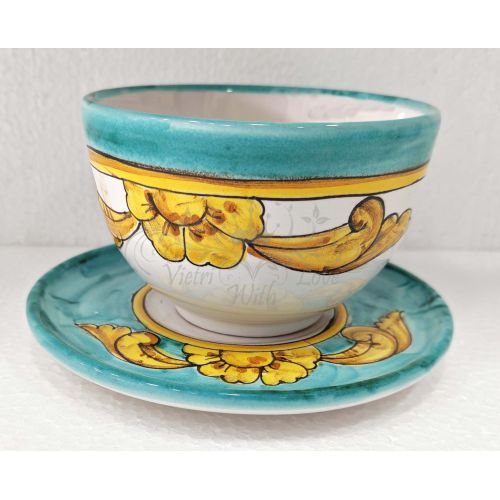 Tasse. Ideal für Milch, Cappuccino oder Tee. Doppel-Dekor-Linie. Vietri-Keramik. Handbemalt.