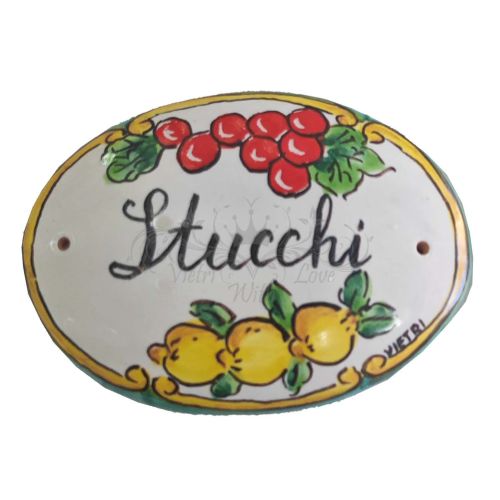 Customizable oval plaque. Fruit line. Vietri ceramic. Hand-painted.