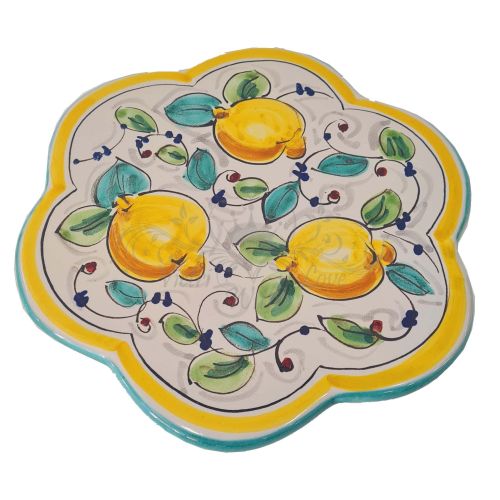 Limon und Blumen-Topfablage. Aus Vietri-Keramik.