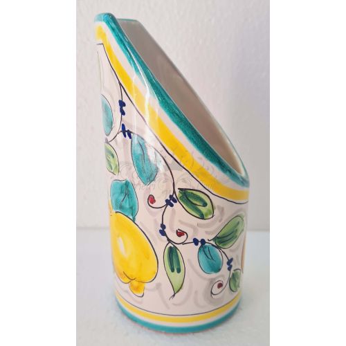 Porta bicchieri a Unghia Linea Fiori e Limoni. Dipinto a mano Ceramica di Vietri