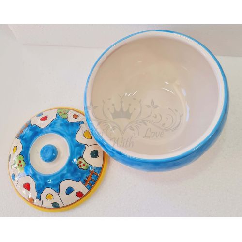 Biscottiera. Linea Casette. Ceramica di Vietri. Dipinta a mano.