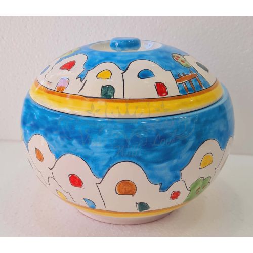 Boîte à Biscuits. Collection Petites Maisons. Céramique de Vietri Peinte à la Main.