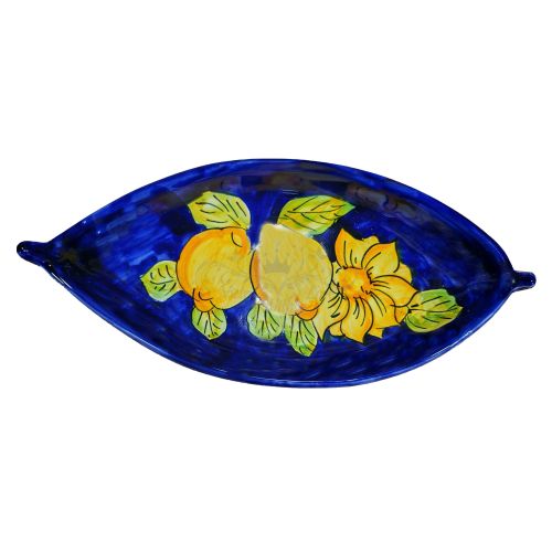 Boat Shape Plate. Lemons and Flowers line. Hand-painted Vietri ceramic.