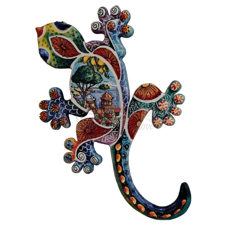 Gecko, lizard handmade painted Vietri ceramic....