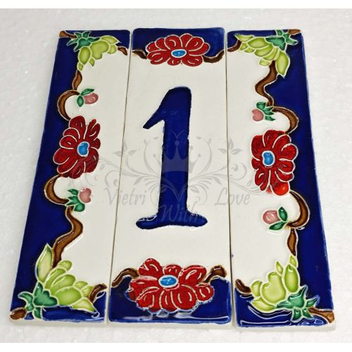 House number tile. Vietri ceramic. Hand-painted.