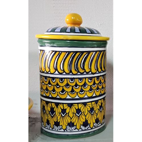 Customizable Jar. Geometric Line. Vietri Ceramic. Hand-Painted.