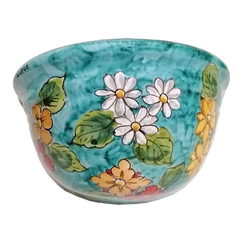 Wall planter. Plant holder. Flower line. Vietri ceramic. Hand-painted.