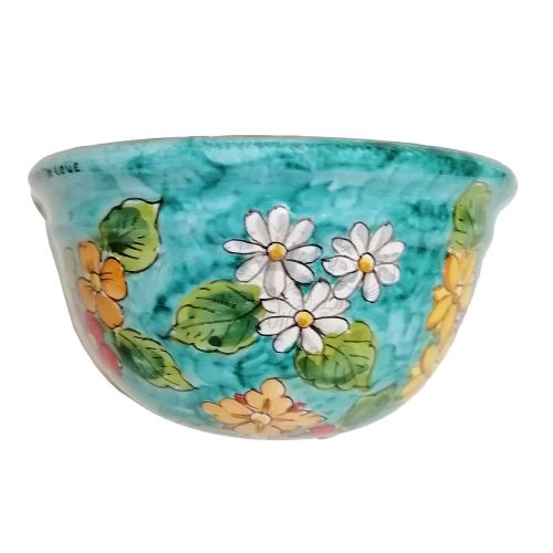 Wall planter. Plant holder. Flower line. Vietri ceramic. Hand-painted.