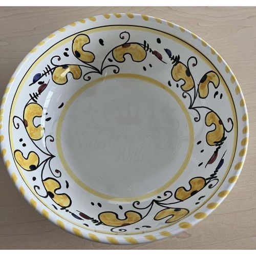 Restaurant Line - handpainted Vietri ceramic. Available soups, dinner, fruit/dessert, placemats, serving dishes.
