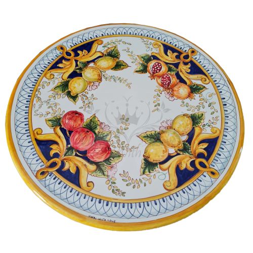 Table en pierre de lave émaillée. Fruits & Citrons avec... 2