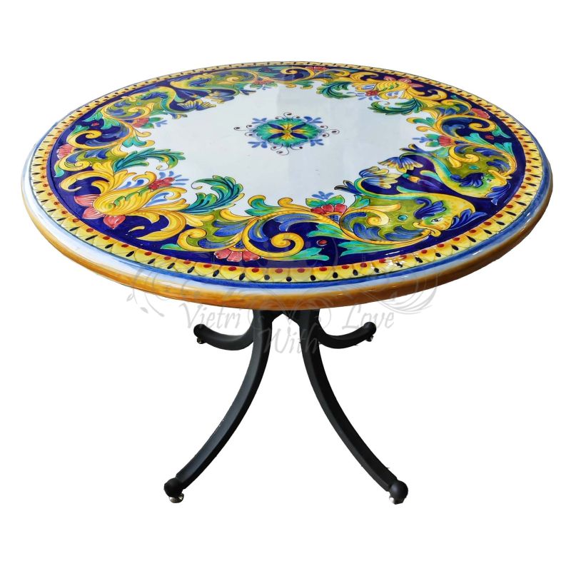 Table. Ceramic-coated lava stone table. Baroque...