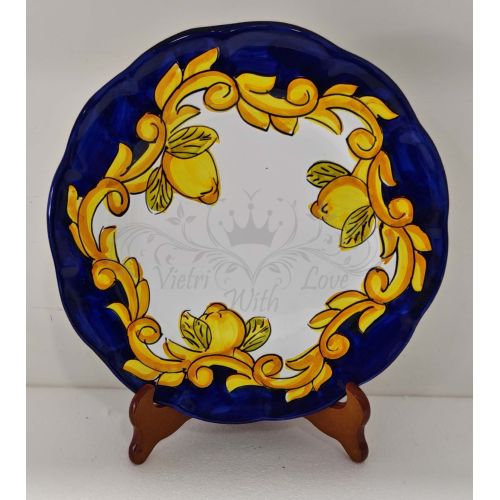 Plate. Dish. Baroque & Lemons Line. Hand-painted Vietri ceramic.