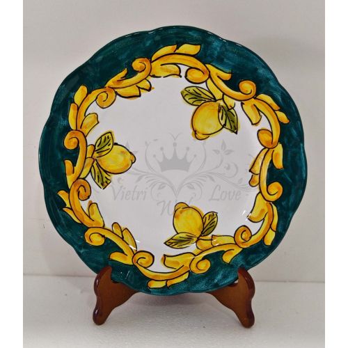 Plate. Dish. Baroque & Lemons Line. Hand-painted Vietri ceramic.