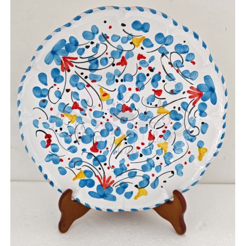 Teller mit Linie Kleine Blumen. Vietri Ceramics – Erhältlich als flacher, tiefer, Obst-/Dessert- oder Platzteller