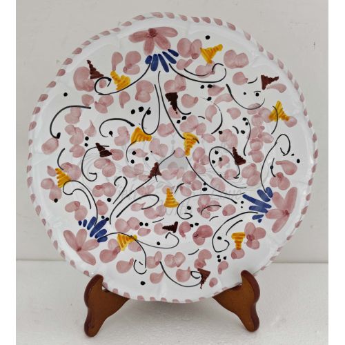 Teller mit Linie Kleine Blumen. Vietri Ceramics – Erhältlich als flacher, tiefer, Obst-/Dessert- oder Platzteller