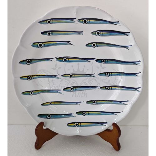 Plate. Sardines Line. White Base. Vietri Ceramic.... 2