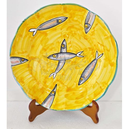Plate. Marine Line. Little Fish. Vietri Ceramic - deep,...