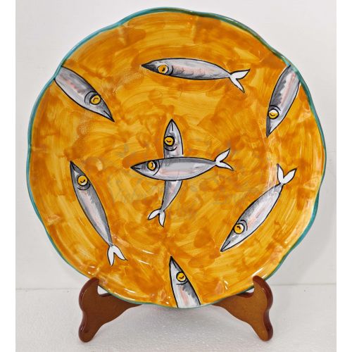 Plate. Marine Line. Little Fish. Vietri Ceramic - deep, flat, dessert/fruit or underplate.