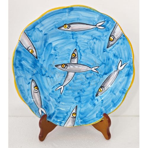 Plate. Marine Line. Little Fish. Vietri Ceramic - deep, flat, dessert/fruit or underplate.