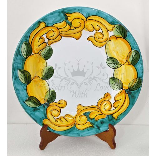 Assiette. Ligne Baroque et Citrons. Céramique de Vietri...