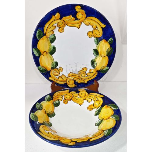 Plate. Dish. Baroque & Lemons Line. Hand-painted Vietri ceramic.