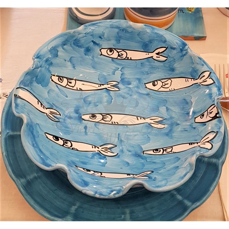 Bowl wave border sardines line orange....