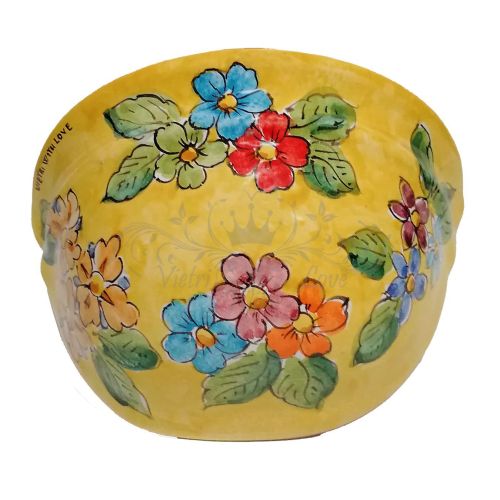 Wall planter. Plant holder. Flower line. Vietri ceramic. Hand-painted.