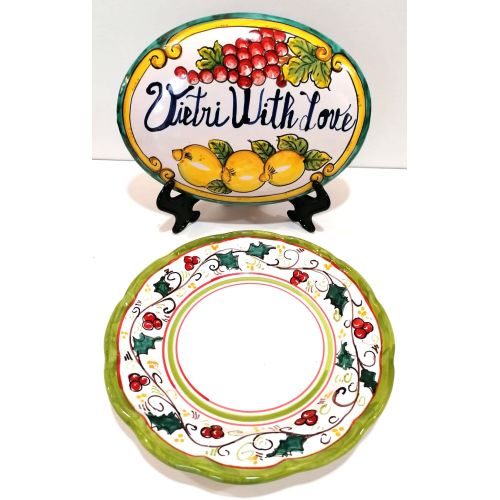 Teller. Weihnachtslinie. Vietri-Keramik. Handbemalt. Tief-, Flach-, Dessertteller und/oder Platzteller.