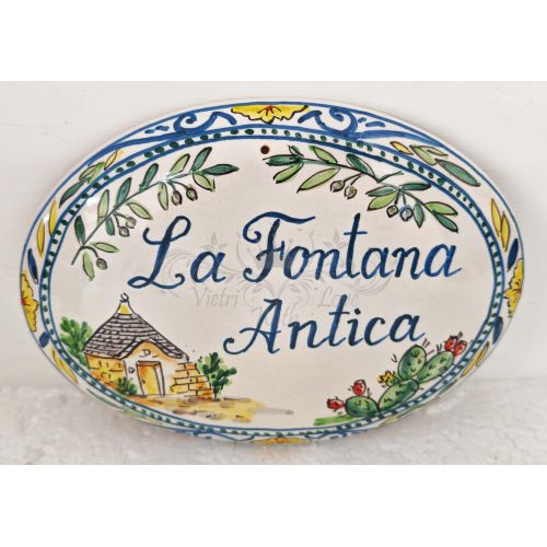 Customizable oval plaque. Vietri ceramic. Hand-painted.