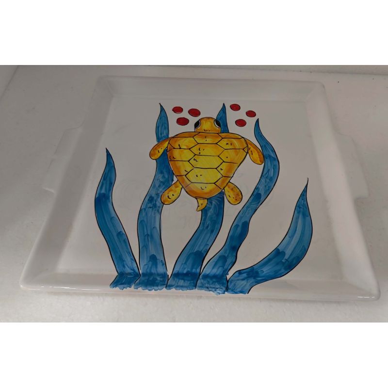 Tray with 12 cups. Sea line. Vietri ceramic....