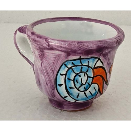 Tray with 12 cups. Sea line. Vietri ceramic. Hand-painted.