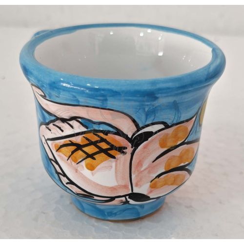 Tray with 12 cups. Sea line. Vietri ceramic. Hand-painted.