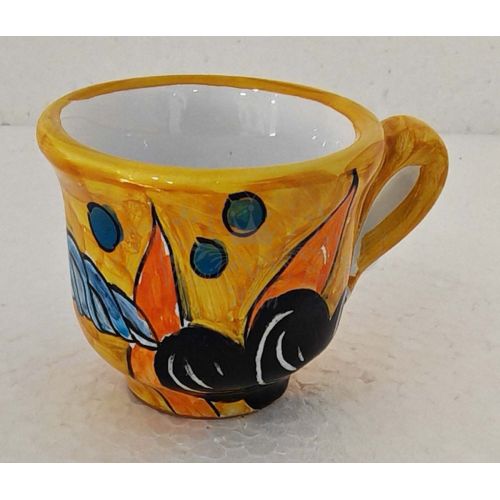 Tray with 12 cups. Sea line. Vietri ceramic. Hand-painted.