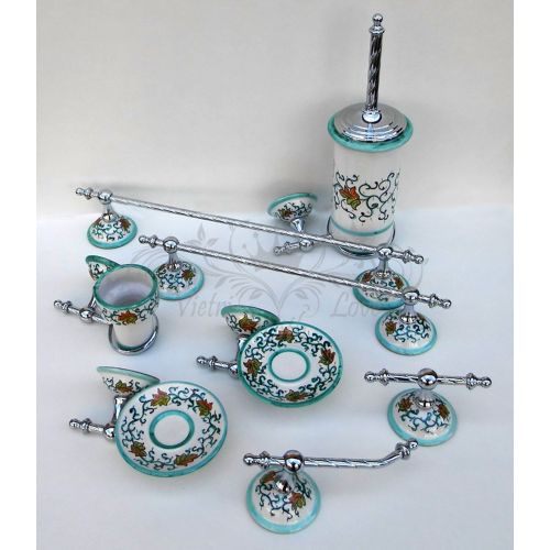 Set accessori bagno. Ceramica di Vietri dipinta a mano.