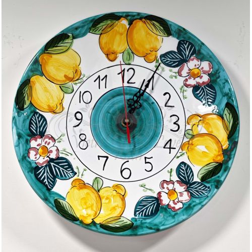Wall clock. Fruit and Flowers line. Vietri ceramic. Hand-painted.