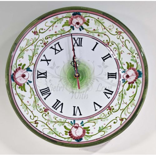 Reloj de pared. Línea Flores. Cerámica de Vietri. Pintado...