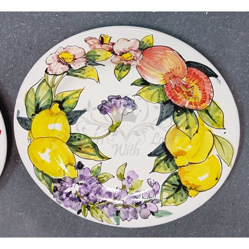 Plate. Top Line. Lemons and Fruit Design. Vietri...