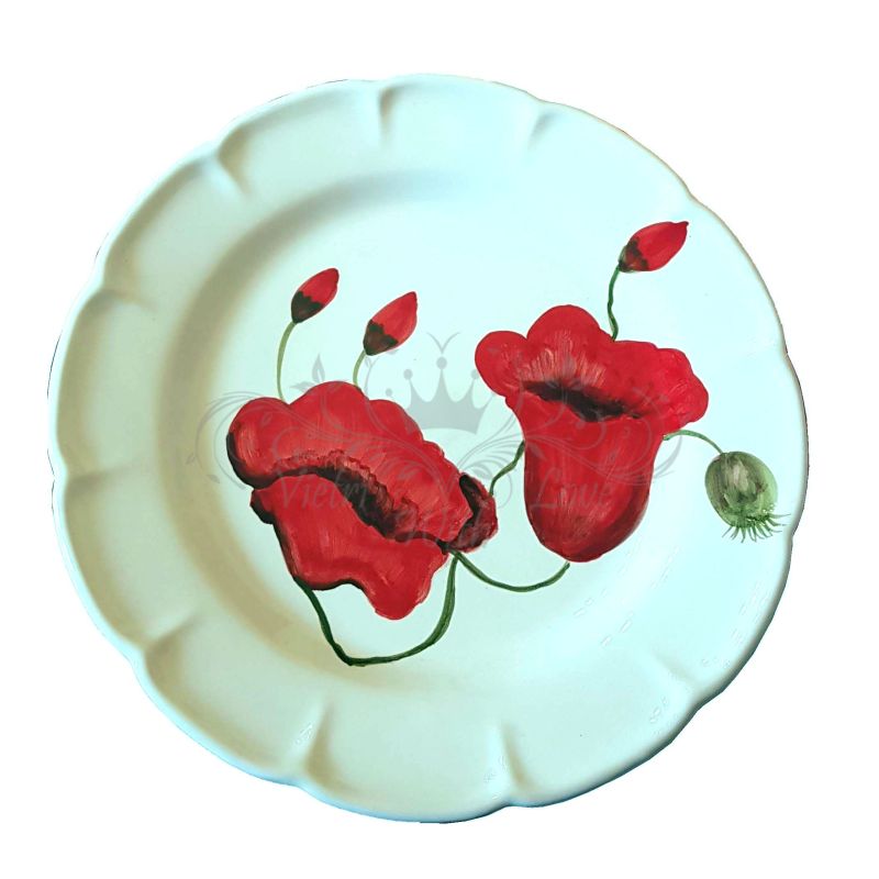 Teller. Blumenlinie. Mohnblumen-Dekor....