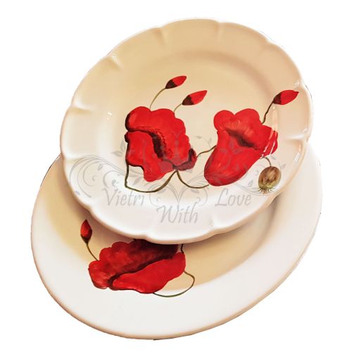 Plate. Flower Collection. Poppy Design. Vietri Ceramic. Available dinner, soup, dessert or charger plate